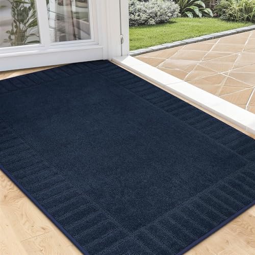 BEQHAUSE Door Mat 32" x 48" Non Slip Dirt Trapper Floor Mat, Navy Blue