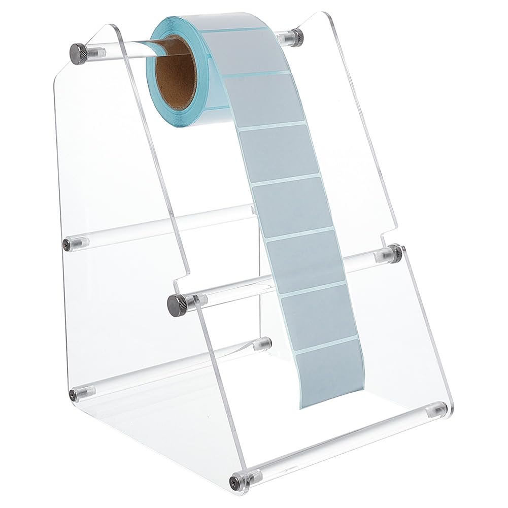 ORIGACH Label Roll Holder Dispenser for Thermal Printer, Sticker Rolls Holder for Rolls and Fanfold Labels, 2 Tier Acrylic Label Roll Holders for Home,Office,Study, Business