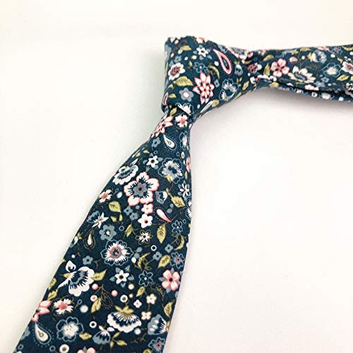 Image of Mantieqingway Men's Cotton Floral Neck Tie 2.56'' Printed Skinny Tie