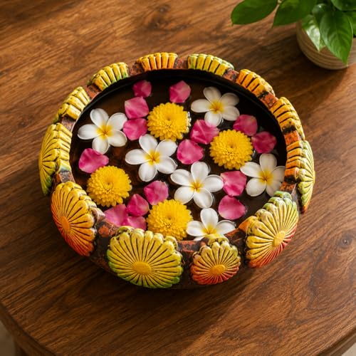 Image of Niyara Handmade Earthenware Clay Decorative Bowl, Urli, Flower Pot (Large)