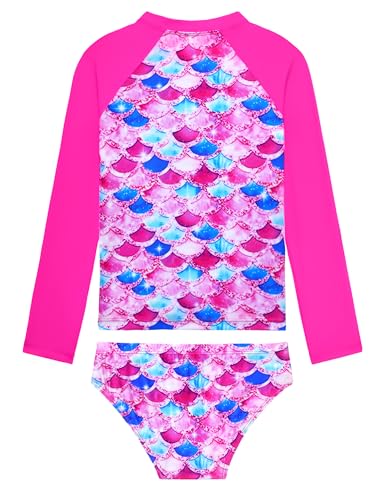 Image of Girls Rash Guard Swimsuit Two Pieces Adorable Swimswear Quick Dry Bathing Suit Long Sleeve