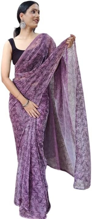 TC TEEYA CREATION Women's Neting lycra Saree with Unstitched Blouse Piece