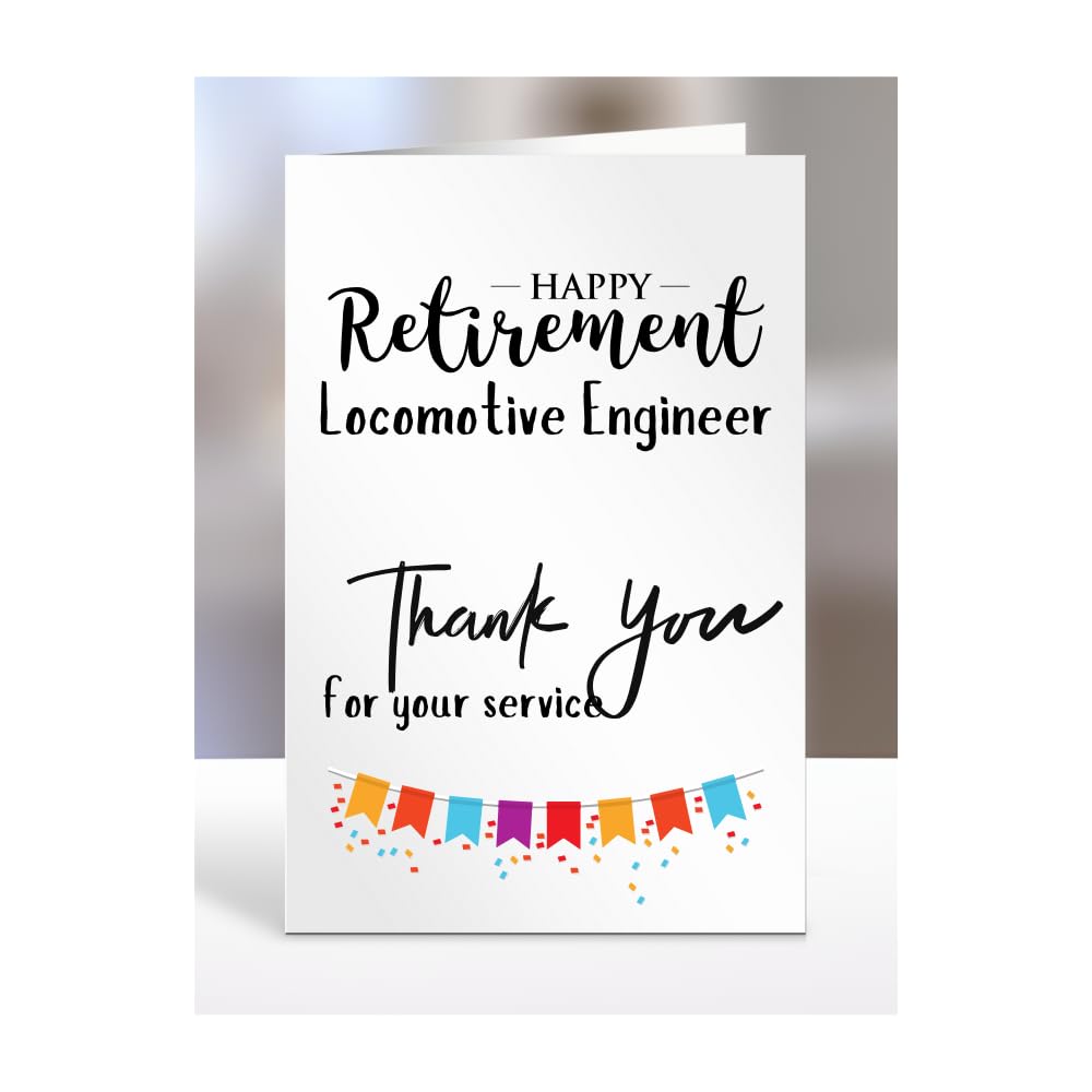 Happy Retirement Card for Locomotive Engineer, Men, Women, Him, Her, Gifts from Colleagues, Boss, Supervisor, Manager, Work, Presents for Workmate, A5-258b_182