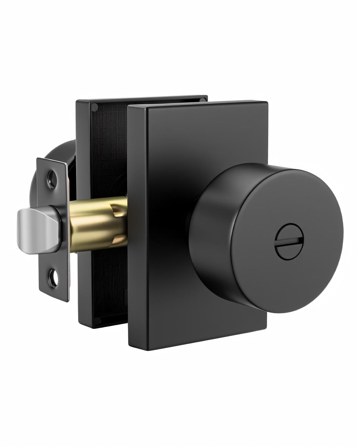Photo 1 of Crequal Matte Black Door Knob Interior Privacy, Zinc-Alloy Interior Door Knob, Heavy Duty Black Door Knobs for Bedroom, Bathroom, 1 Pack