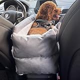 RUYICZB Center Console Dog Car Seat for Small Dog, Pet Booster Car Seat with Seat Fixing Straps, Safety Belt, Middle Console Puppy Car Seat for Small Dog 11Lbs Soft Comfortable Washable,Gray