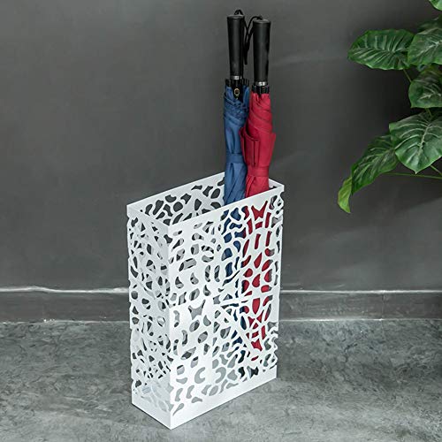 Porte-parapluies en fer forgé blanc creux pour sol propre et sec