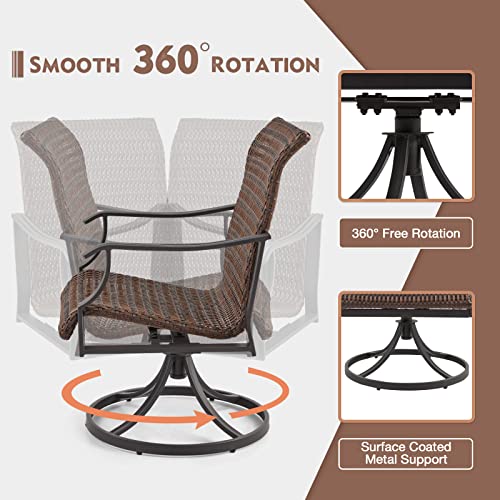 Erommy PATIO CHAIR SET Wicker Swivel Chair Set Of 2, Heavy Duty Outdoor Dining Chair With 23.5'' High Back thumb #3