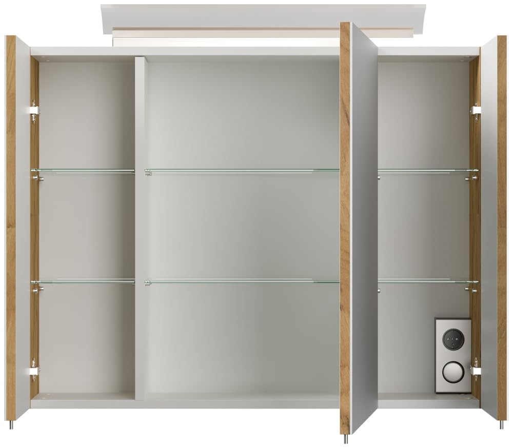 Badmöbelset Taifun 80cm 3tlg mit Spiegelschrank & 3er Boxen Set