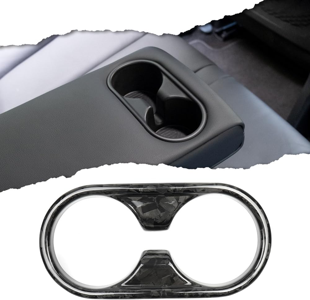 Rear Water Cup Holder Panel for Hyundai Ioniq 5 N Line N NE Limited XRT SEL Long Range 2022 2023 2024 2025,Dry Carbon Fiber Backseat Trim for Ioniq 5 N Line (Matte Carbon)