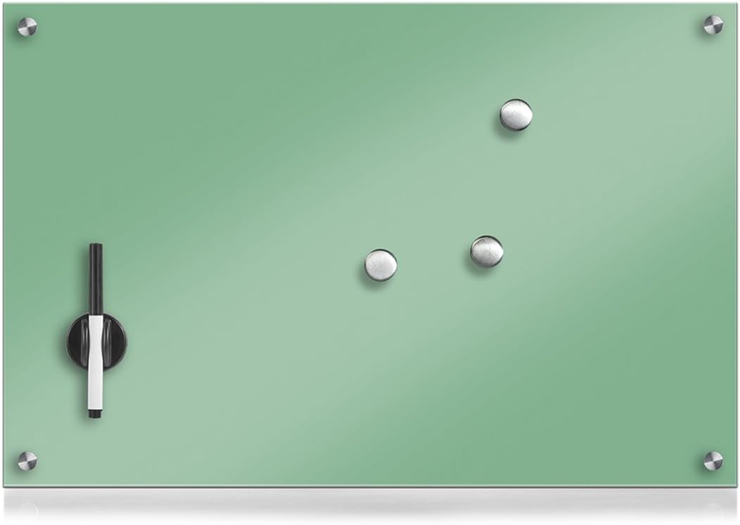Zeller Black Glass Notice Board 60 x 40 x 1 cm Mint Green