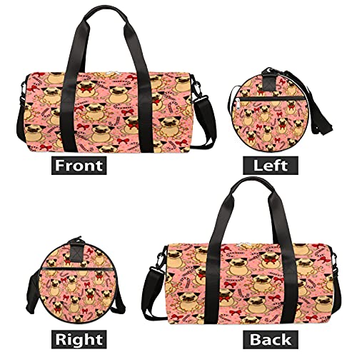 Cute Fun Cartoon Pets Dogs1 Gym Travel Duffle Bag Impermeável Alta Capacidade Hospital Weekender Bag