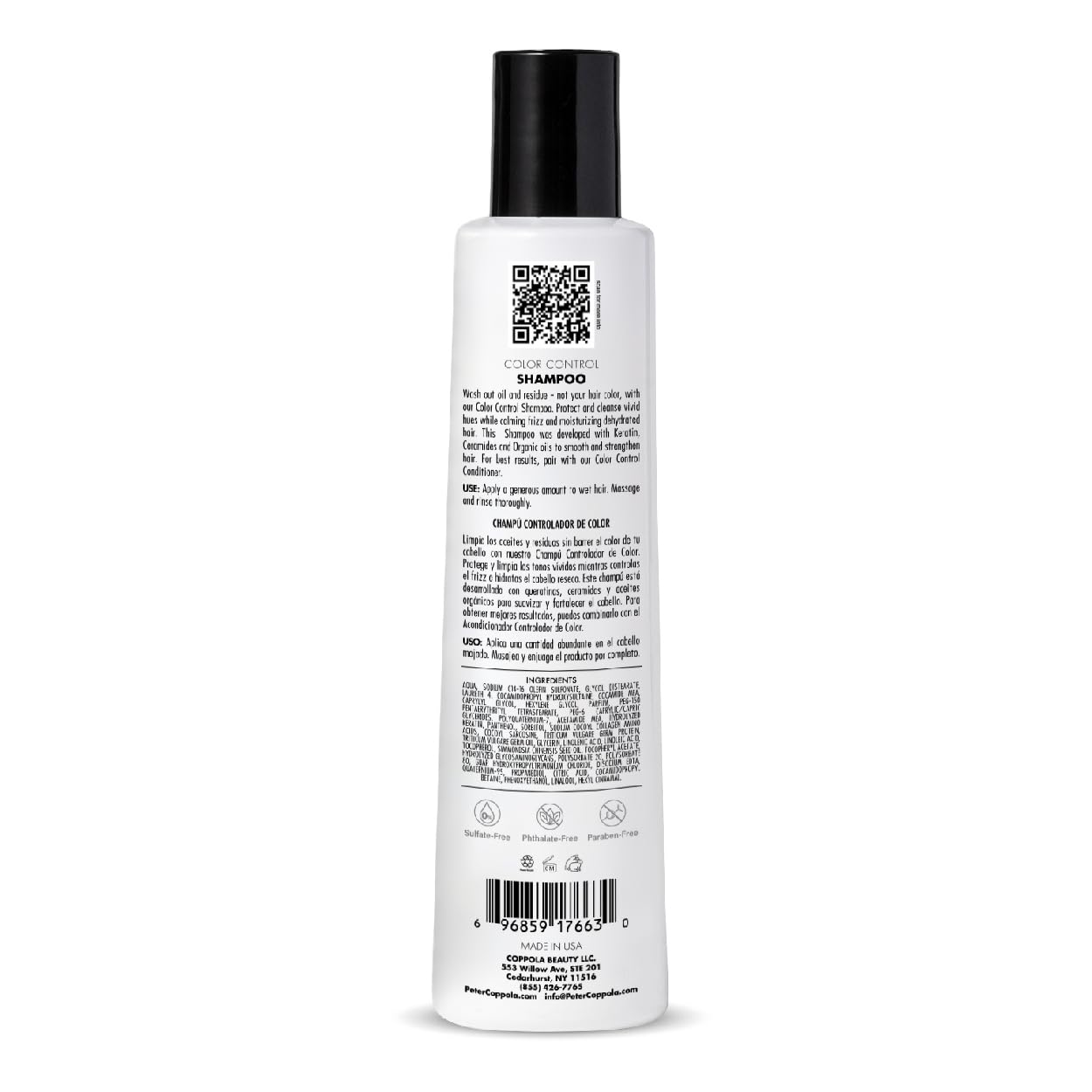 PETER COPPOLA Color Control Sulfate-Free Shampoo – For Color Treated Hair– Gentle Cleansing, Keratin Color Safe Shampoo for Daily Use - 12 oz. - Image 2