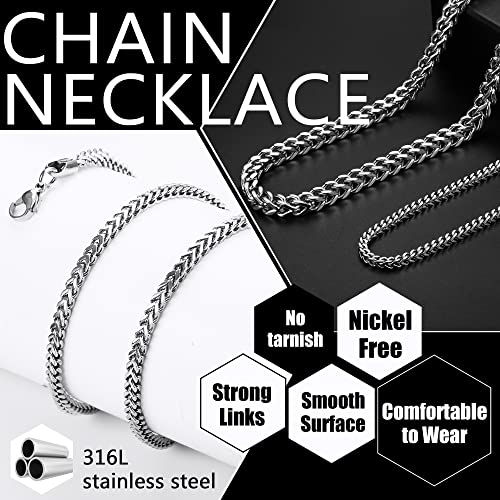 FIBO STEEL 3-6mm Curb Chain Necklace for Men Women Stainless Steel Biker Punk Style 18.0-30.0 inches Silver Black Gold Tone4