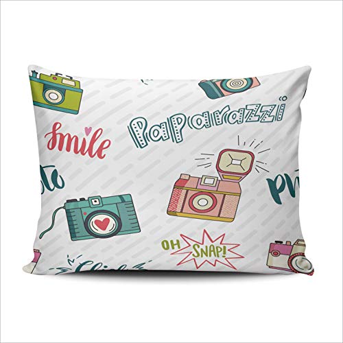 AIHUAW Home Decorative Cushion Covers Throw Pillow Case Colorful Cute Retro Cameras Pillowcases