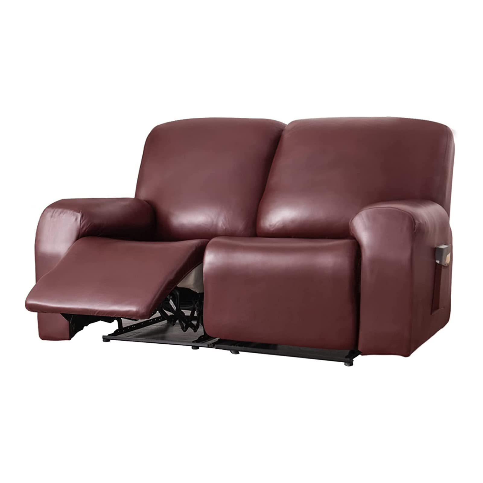 Lot De 2 Housses D'Accoudoir Canapé En Cuir Synthétique Imperméable - Rouge Vin Élégant, Antidérapantes Et Faciles à Nettoyer