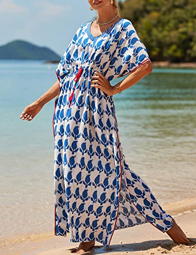 Image of Eddoyee Loose Beach Kaftan Dresses for Women Caftan Swimsuit Cover Up
