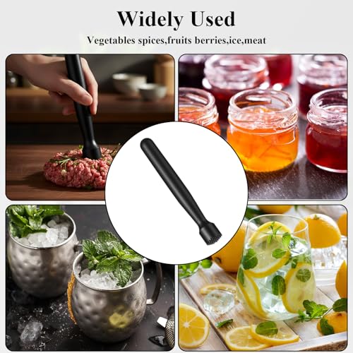 Afcabakila 10 Pcs Plastic Muddler for Cocktails, 8 Inch Cocktail Muddler, Tools for Mojito, Fruit Drinks, Spices & Ice Crushing, Durable & Lightweight, Kitchen and Home Bar Accessories, Black - Thumbnail 3