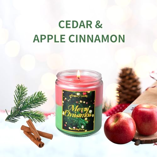 クリスマスキャンドル キャンドルジャー ラージキャンドル 香り付きキャンドルギフトセット クリスマス用 ハンドメイドソイワックスキャンドルセット 杉&アップルシナモン (200g) [2]
