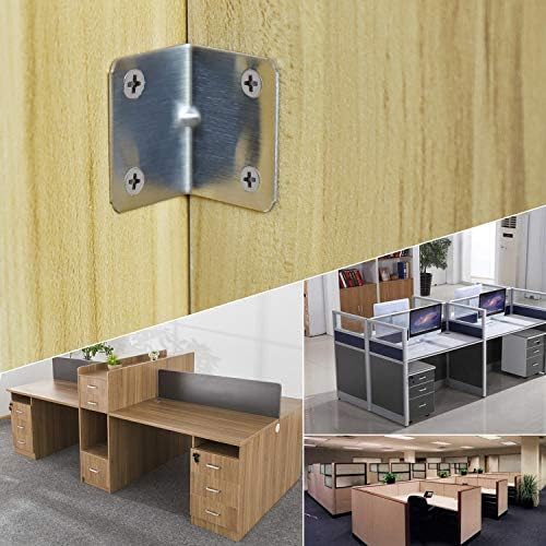 JIZZU 100Pcs Stainless Steel L Bracket, Heavy Duty Bracket Corner Brace, Small Thicken Corner Brackets for Wood, Metal Angle Brackets for Fixing Fence Brackets, Tables, Chairs, Shelves, Beds, Windows