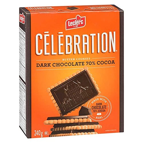 Celebration Dark Chocolate Butter Cookies Made with Real 70% Cocoa Dark Chocolate - 240g (1 Pack) - 