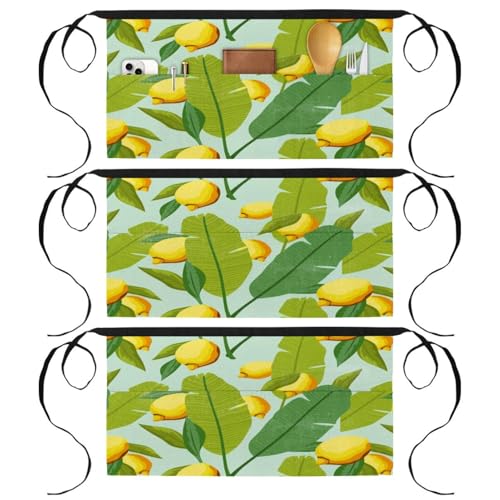 Tablier court à 3 poches lot de 3 demi-tabliers de cuisine bistrot multicolore 60x30,5cm