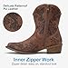 Jeossy Women's Cowboy Boots, Brown Cowgirl Ankle Western Booties with Square Toe Low Heel, Short Comfortable 9805 Boot with Zipper Size 8(DJY9805 Brown 08)