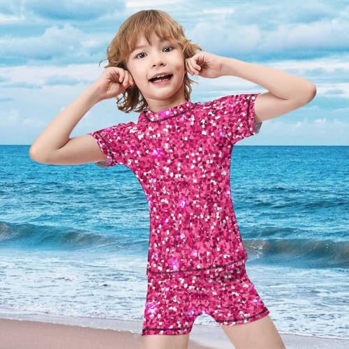 Pink Glitter PatternChildren's Swimsuits Boys Two Piece Suit7-9Y（120cm）3