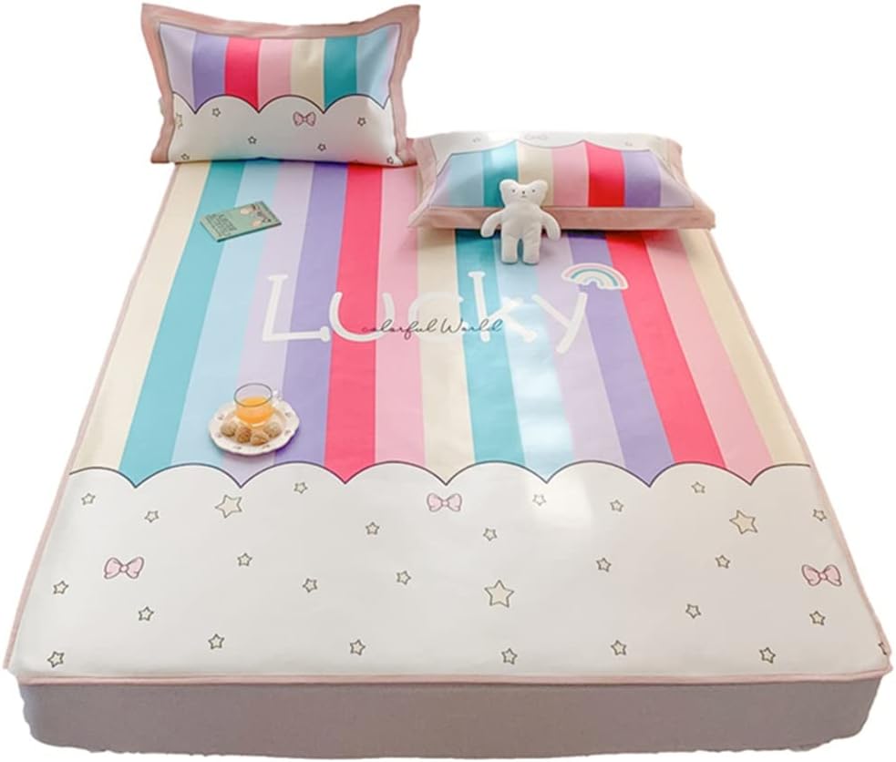 Girl Heart Rainbow Children's Ice Mat Three-piece Set Washable Foldable Mattress