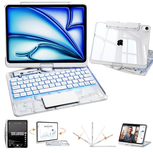 Image of Clear Keyboard Case for iPad A16 & 10.9 Inch with 360 Rotation,White