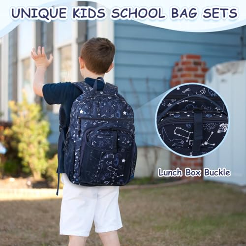 VASCHY School Backpack Boy Girl 2 Pieces, 2 in 1 Sets of Children's Backpack with Lunch Bag Backpack Sets of School Supplies for 5-9 Years Old Set of Backpack with Thermal Bag for School Travel