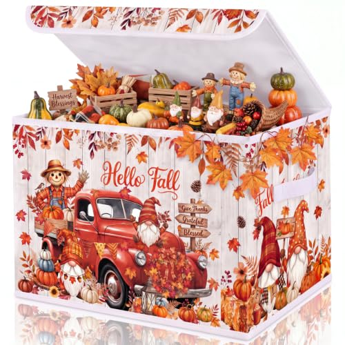 Image of Briwooody Fall Storage Bin with Lid and Carrying Handle Gnome Storage Box
