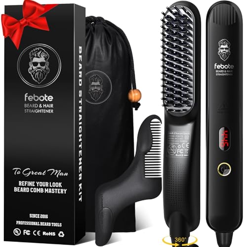 FEBOTE Heated Ionic Hair Straightening Brush for Men - 5