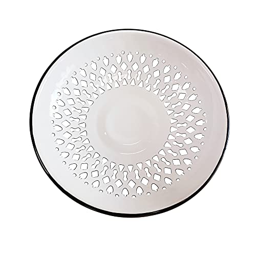 Yumcute Home Vintage Enamel Fruit Bowl Berry Colander Enamel Vented Bread Bowl Plate Enamelware Plate Enamel Plate Serving Dish Country Primitive Kitchen Table Centerpiece Decoration (Black Rim) #TOP1