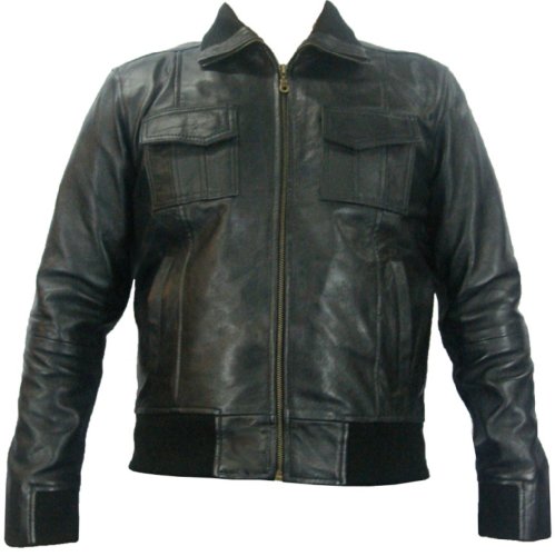 Unicorn Männer Echt Leder Jacke Bomber Schwarz Größe 40#D7 Cover