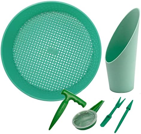 Round Garden Soil Sieve Sifter, Pan Sand Sifter Set Sifting Pan Soil Sand Sieve for Sieve Work of Small Gravel, Soil, Sand with Garden Shovels