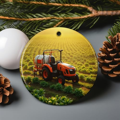 Décoration de Noël tracteur en céramique double face chic - 3