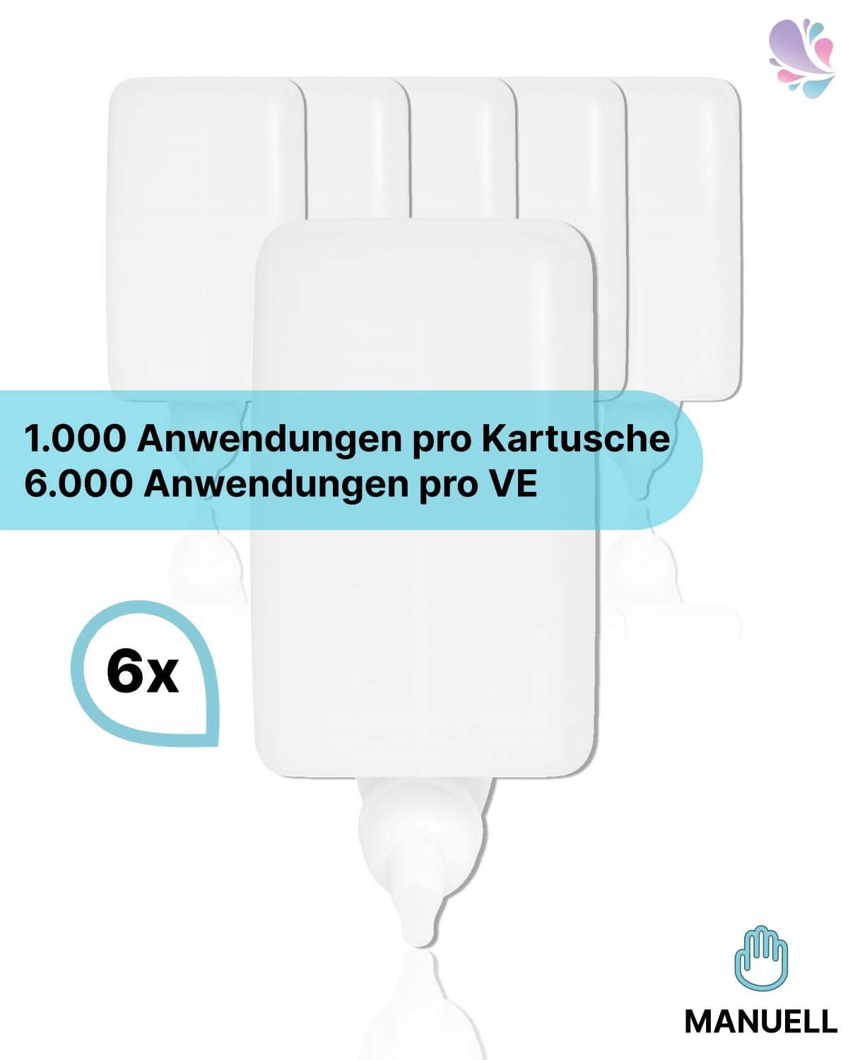 Cosmos Schaumseife Mild 6x1 L, 15.000 Anwendungen | Für Blanc Cosmos Handspender, mild & hautverträglich, 15.000 Anwendungen, 6 Kartuschen à 1 Liter