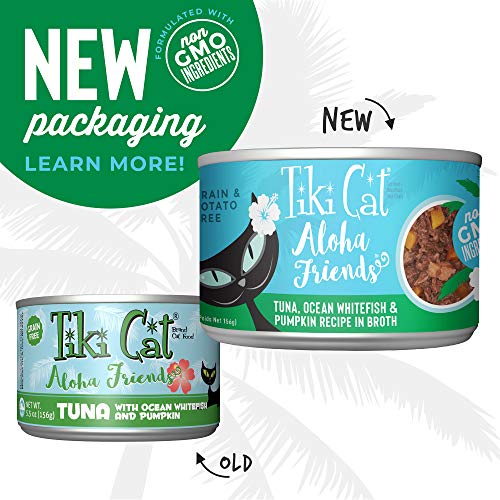 Tiki Cat Aloha Friends, Tuna, Ocean Whitefish & Pumpkin, Grain-Free & High Moisture, Wet Cat Food For All Life Stages 5.5 Oz. Cans (Case Of 8) #TOP5