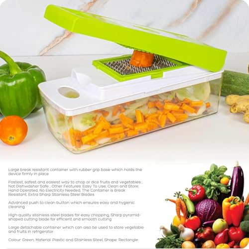 Image of 12 in 1 Multipurpose Chopper, Fruits & Vegetable Cutters, Grater Peeler Chipser, Unbreakable Food Grade Body, Easy Push to Clean Button Slicer Dicer, Chopper for Kitchen
