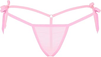 Womens Mesh Sheer Low Rise Tie-Side T-Back G-String Thong Bikini Briefs Lingerie Underwear