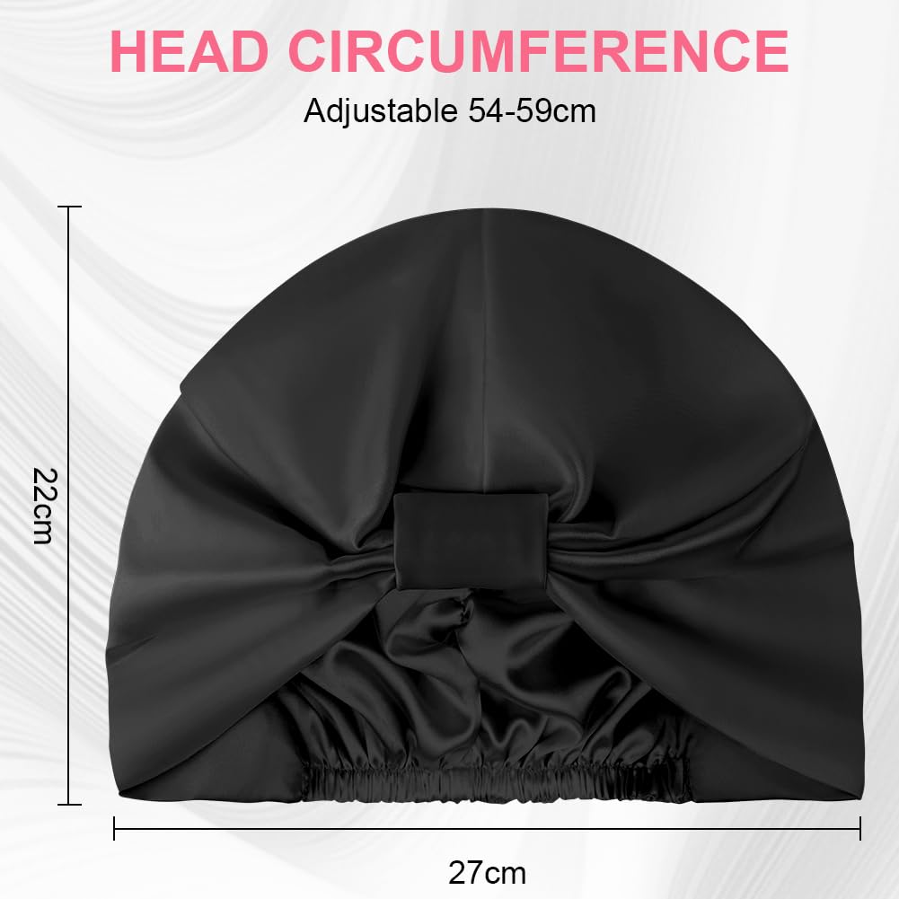 AOGOE Silk Hair Bonnet for Sleeping Double Layer Sleep Cap, Silk Sleep Cap with Elastic Bow, Night Sleep Cap - Image 2