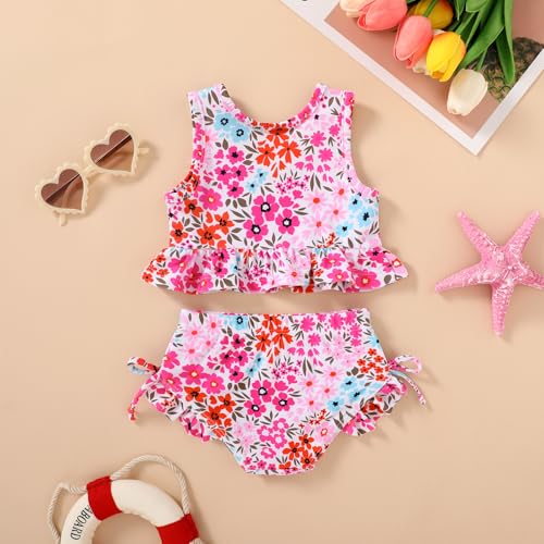 Image of HAPPYMA Baby Swimsuit Toddler Girl Bathing Suit Summer Stripe Bikini Set Beach Two Piece Swim Wear