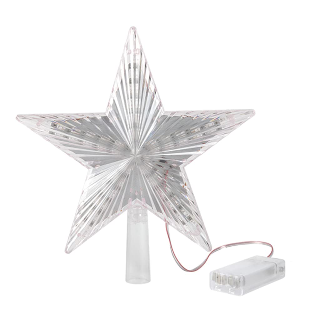 Christmas Star Tree Topper with Colorful LED Light Battery Powered Treetop Decor