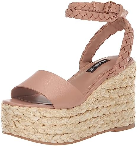 Sandales Compensées NINE WEST Courtsl Pour Femme - Plateforme, Bout Carré, Talon En Liège, Sangle Cheville Réglable