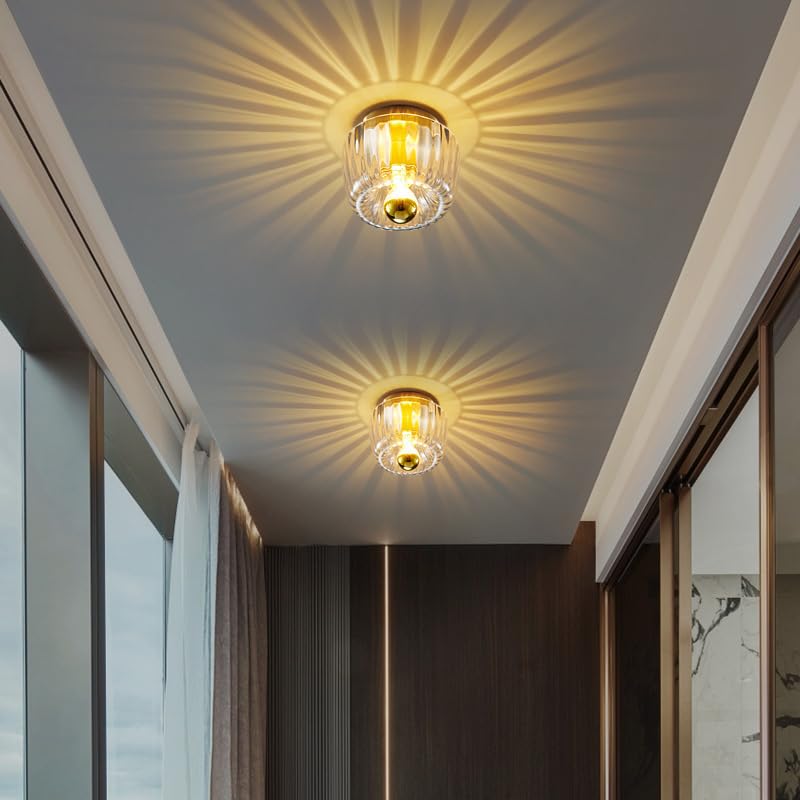 Nordische moderne Deckenleuchte E14 Halbflache Deckenleuchten für Flur Garderobe Wohnzimmer und Schlafzimmer (Gold)