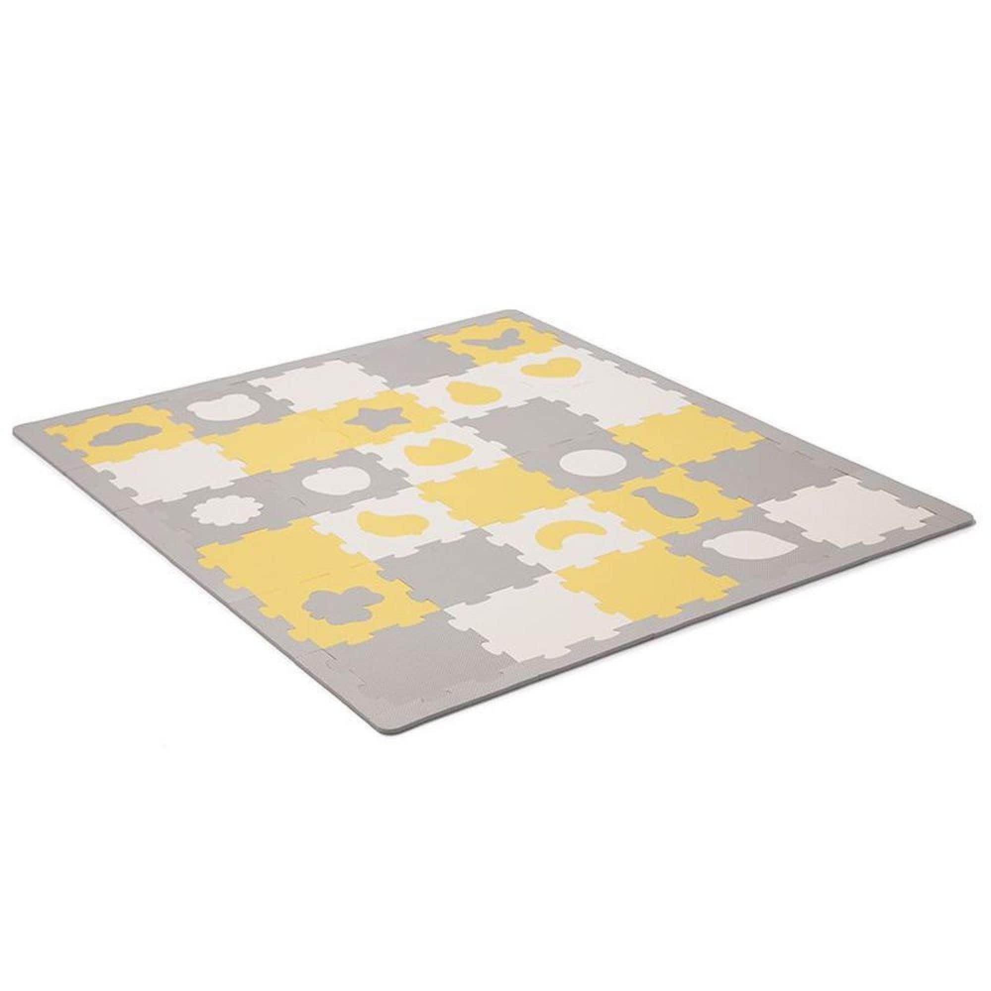 Kinderkraft Manta Juegos Bebé, Alfombra Puzzle de Espuma, para Niños, LUNO Shapes, Amarillo 1