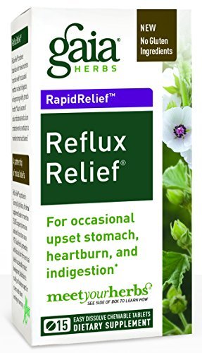 Gaia Herbs RapidRelief Reflux Relief Tablets, 15-Count Bottle , Pack of 2 by Gaia Herbs