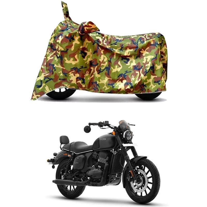 Image of Waterproof 100% PVC Coated Bike Scooty Two Wheeler Body Cover Compatible for Yezdi Roadster Gallant /UV-Rays /Heat Protection /Birds Dropping /Scratchproof /Dust Proof [6X6 Jungle Print]