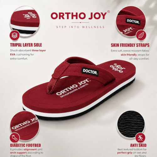 Image of ORTHO JOY EXTRA SOFT Ultra Cushion Slippers for Men's| Doctor | Lightweight & Comfortable| Orthopedic & Diabetic| Casual & Stylish| Non-Slip Durable Mcr Dr Chappals & House Flip flops For Gent's & Boy's