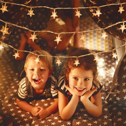 Luces LED en cadena de estrellas blancas cálidas miniatura 2